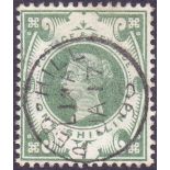 GREAT BRITAIN STAMPS : 1887 1/- Dull Green, superb used example cancelled by Red-Hill CDS,