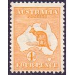 AUSTRALIA STAMPS : 1913 4d Orange,