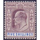 BAHAMAS STAMPS : 1902 5/- Dull Purple and Blue,