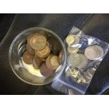 COINS : Small plastic tub of old Great Britain Coins including pre 47 and pre 22 silver (89g)