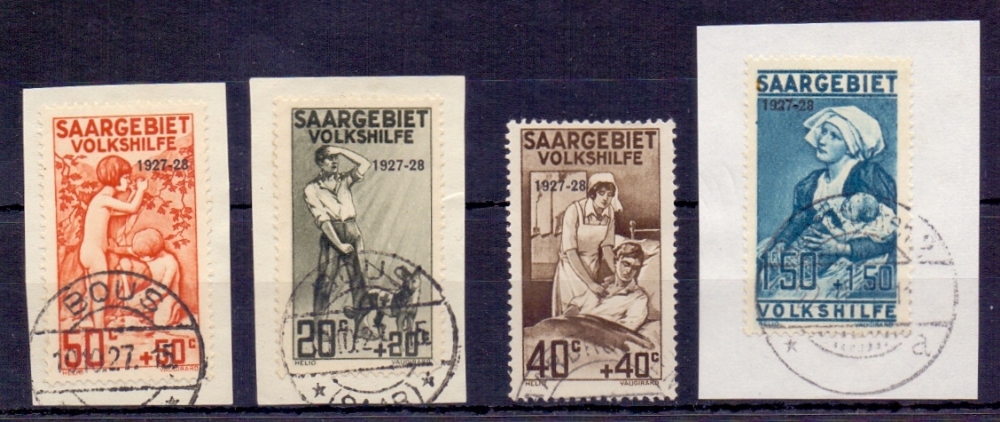 GERMANY STAMPS : 1927 fine used set of 4 Saagebiet Volkshilfe,