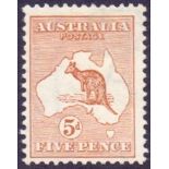 AUSTRALIA STAMPS : 1913 5d Chestnut,