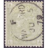 GREAT BRITAIN STAMPS : 1877 4d Sage Green (LA) plate 15, Very fine used,