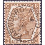 GREAT BRITAIN STAMPS : 1872 6d Deep Chestnut (BG) plate 11,