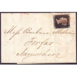 GREAT BRITAIN POSTAL HISTORY : Four margin Penny black on small wrapper,