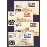 GREAT BRITAIN STAMPS : 1955 Castles set on 4 hand illustrated First Day Covers,
