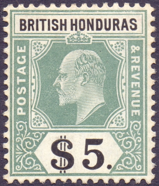 BRITISH HONDURUS STAMPS : 1904 $5 Grey Green and Black,