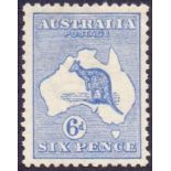 AUSTRALIA STAMPS : 1913 6d Ultramarine mounted mint SG 9