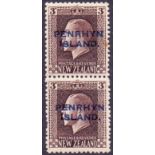 COOK ISLANDS : PENRHYN 1917 3d Chocolate, lightly mounted mint vertical pair,