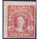 BAHAMAS STAMPS : 1859 1d Dull Lake on medium paper,