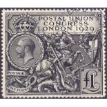 GREAT BRITAIN STAMPS : 1929 PUC £1 very fine used , steel CDS,