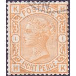 GREAT BRITAIN STAMPS : 1876 8d Orange (HK) , very fine used,