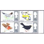 GREAT BRITAIN STAMPS : 1966 Birds (non phos) unmounted mint block of 4 with BRIGHT BLUE OMMITTED,