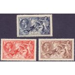 GREAT BRITAIN STAMPS : 1934 Re-engraved Seahorse set of 3 ,