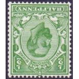 GREAT BRITAIN STAMPS: 1912 1/2d Green unmounted mint, INVERTED Wmk.