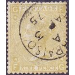 GREAT BRITAIN USED ABROAD : 1867 9d Straw (FG),