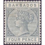 BARBADOS STAMPS : 1882 4d Grey,