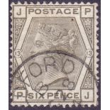 GREAT BRITAIN STAMPS : 1874 6d Grey (PJ) plate 13, very fine used CDS cancel,