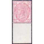 GREAT BRITAIN STAMPS : 1873 3d Rose plate 20 (TA) superb mounted mint bottom marginal SG 143