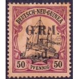 NEW GUINEA STAMPS : 1915 5d on 50pf Black and Purple Buff,