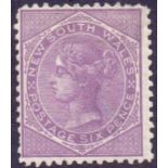 AUSTRALIAN STATES STAMPS : New South Wales 1878 6d Pale Lilac perf 13,