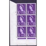 GREAT BRITAIN STAMPS : 1963 3d Scotland regional unmounted mint cylinder block of 6.