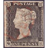 GREAT BRITAIN STAMPS : PENNY BLACK Plate 1a (QH),