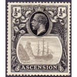 ASCENSION STAMPS : 1924 1/2d Grey Black and Black.