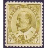 CANADA STAMPS : 1903 7c yellow Olive,