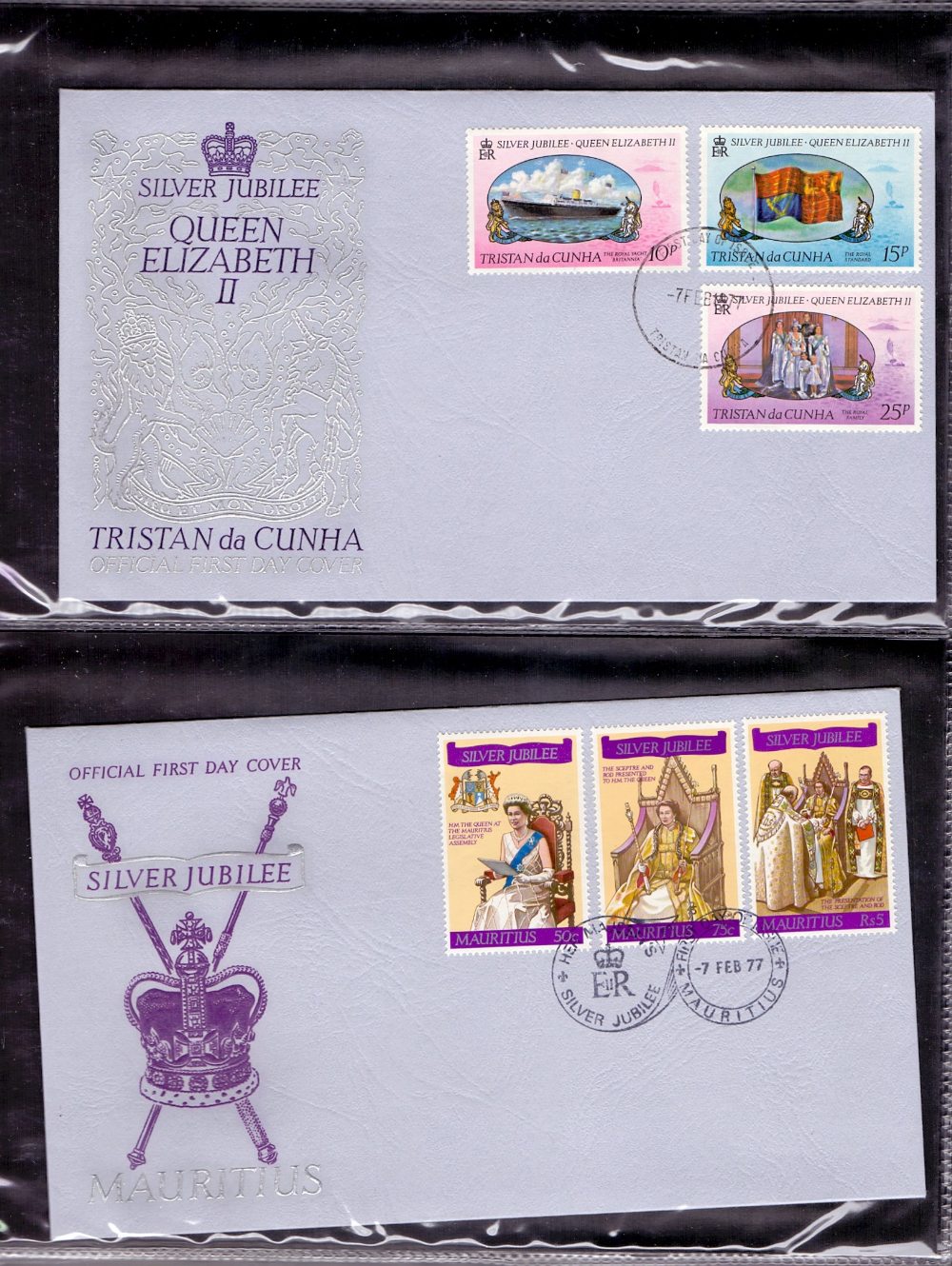 STAMPS : Royalty : 1977 Silver Jubilee cover collection in special album (30 covers plus a 2012