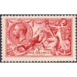 GREAT BRITAIN STAMPS : 1915 5/- Seahorse Carmine, unmounted mint,