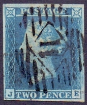 GREAT BRITAIN STAMPS : 1841 2d Blue (JE)