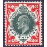 GREAT BRITAIN STAMPS : 1911 1/- Deep Gre