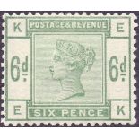 GREAT BRITAIN STAMPS : 1883 6d Green , u