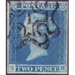GREAT BRITAIN STAMPS : 1841 2d Blue, fou