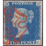GREAT BRITAIN STAMPS : 1840 2D BLUE Plat