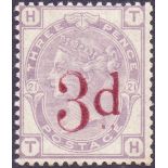 GREAT BRITAIN STAMPS : 1883 3d on 3d Lil