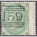 GREAT BRITAIN STAMPS : 1862 1/- Green pl