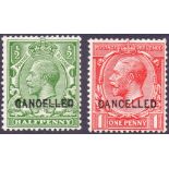 GREAT BRITAIN STAMPS : 1912 1/2d and 1d