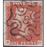 GREAT BRITAIN STAMPS : 1841 Penny Red, f