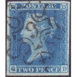 GREAT BRITAIN STAMPS : 1841 2d Blue , fo