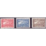 STAMPS : GREECE 1933 Zeppelin mounted mint set of 3 SG 458-60 Cat £350