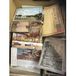 Large box with approx a couple of thousand old British postcards with villages, towns & cities,