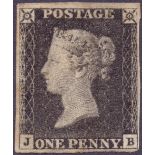 GREAT BRITAIN STAMPS :PENNY BLACK Un-plated four margin example,