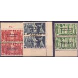 STAMPS : 1950 United Nations 3fr 5fr and 10fr in mounted mint pairs.