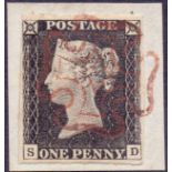 GREAT BRITAIN STAMPS : PENNY BLACK Plate 3 (SD),