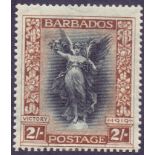 STAMPS : BARBADOS 1920 Victory 2/- Black and Brown,