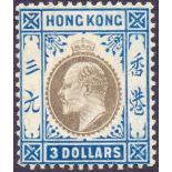 STAMPS : HONG KONG 1904 $3 Slate and Dull Blue,