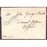 GREAT BRITAIN POSTAL HISTORY : 1826 Tavistock Paid Scroll entire addressed to Canal Office Oxford.