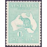STAMPS : AUSTRALIA 1916 1/- Blue Green Die II,